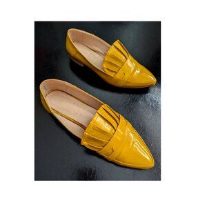 Yellow patent yellow loafers (size 7 wide)